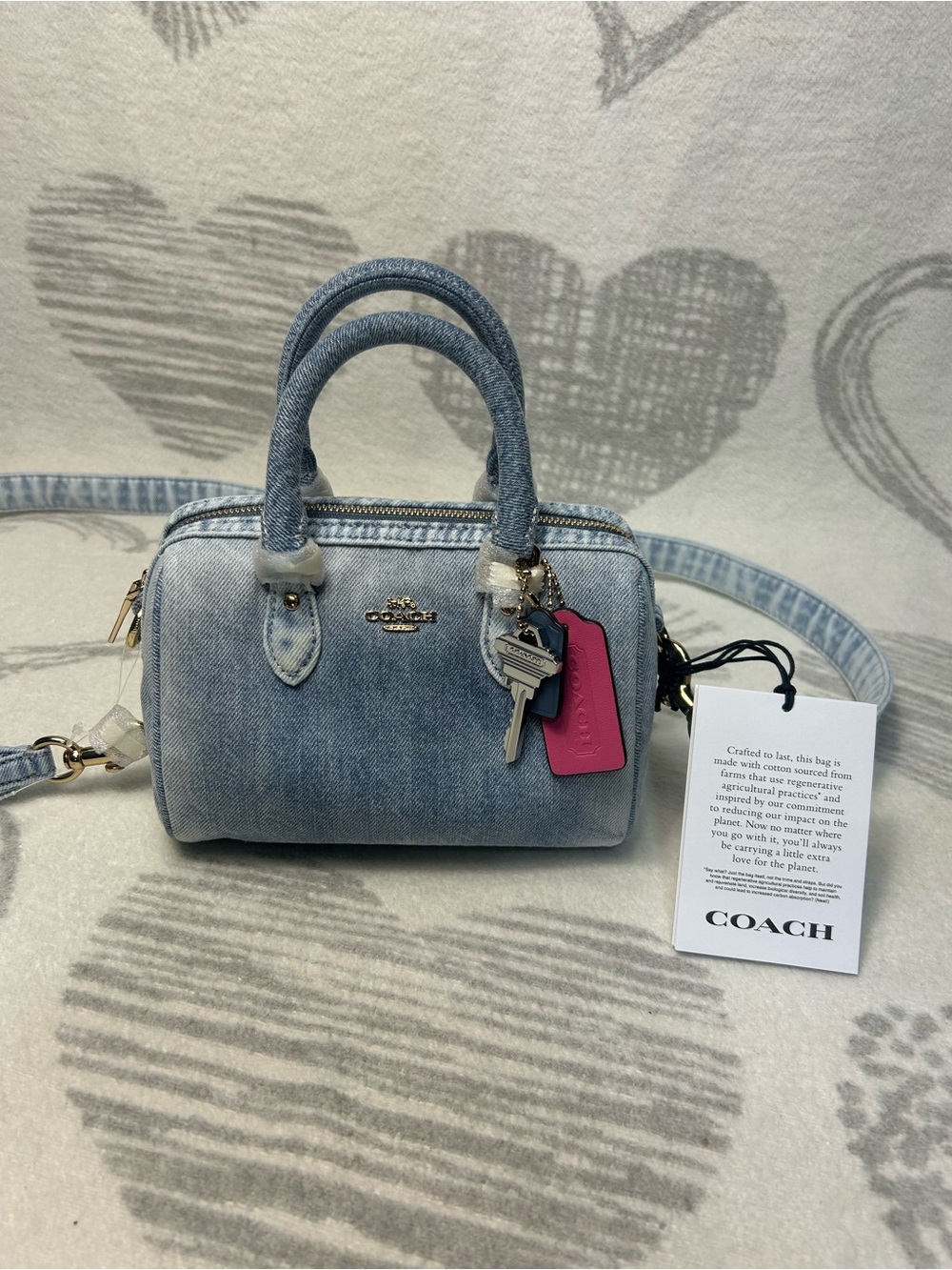 NWT Coach Mini Rowan Crossbody Bag Loved Denim CDY30 - Picture 3 of 16
